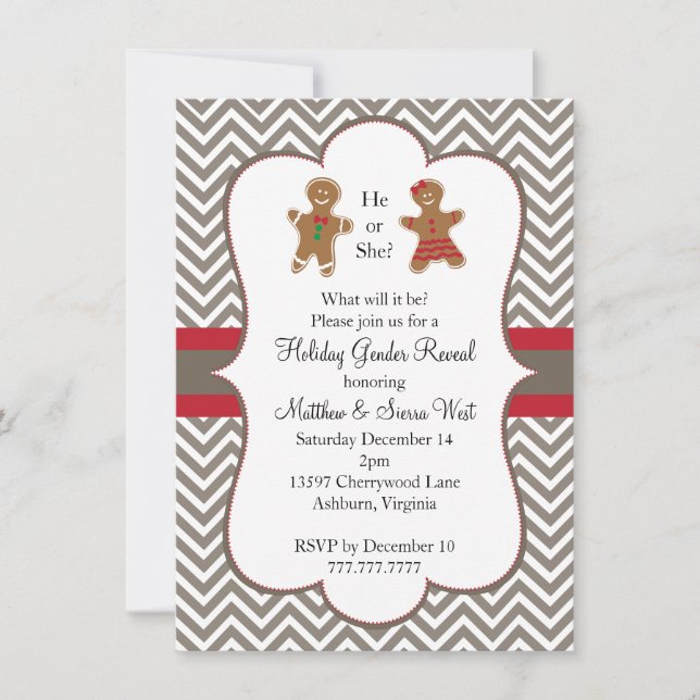 Christmas Holiday Gender Reveal Baby Shower Invitation (Front)