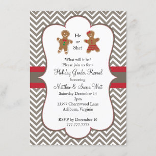 Christmas Holiday Gender Reveal Baby Shower Invitation