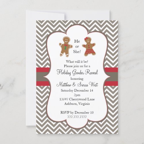 Christmas Holiday Gender Reveal Baby Shower Invitation