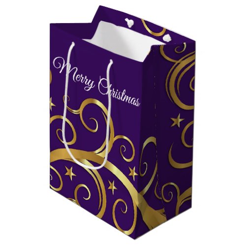 Christmas Holiday Gift Bag Majestic Swirls Purple