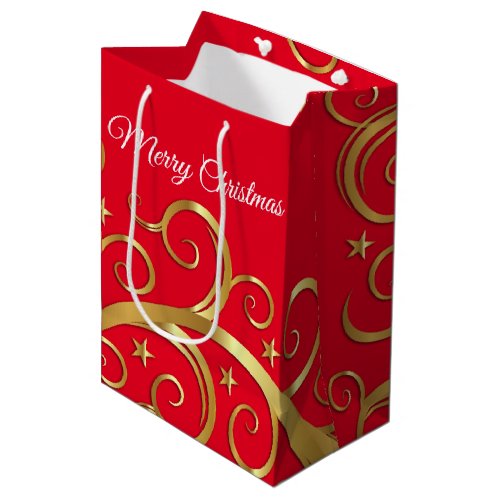 Christmas Holiday Gift Bag Majestic Swirls Red