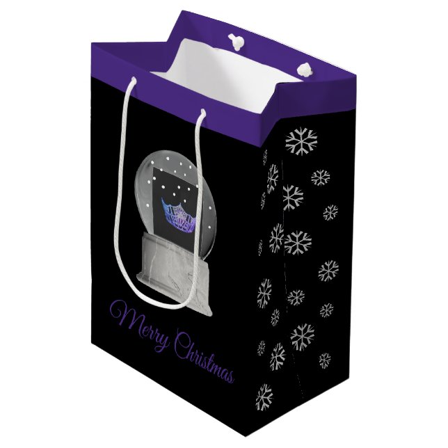 Christmas Holiday Gift Bag Miss America Snow Globe (Front Angled)