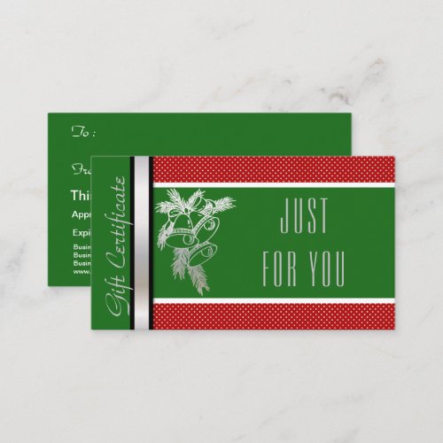 Christmas Holiday Gift Card Certificate Green Red