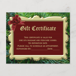 Christmas Holiday Gift Certificate Printing 2-Side