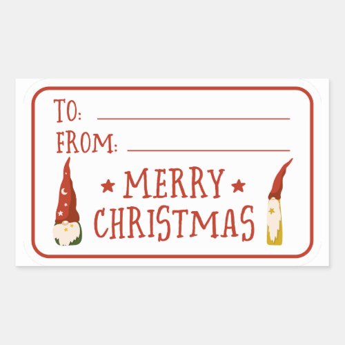 Christmas Holiday Gift Cute Gnomes To From Rectangular Sticker