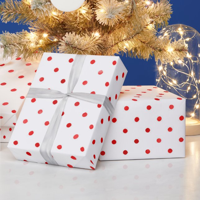 Christmas Holiday Gift Red Polka Dot Modern Gift Wrapping Paper (Holidays)
