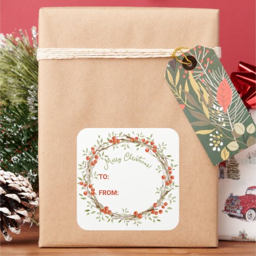 Christmas Holiday Gift Square Sticker