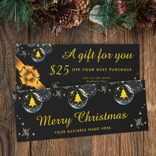Christmas Holiday Gift Voucher Black Gold Template Raffle Tickets