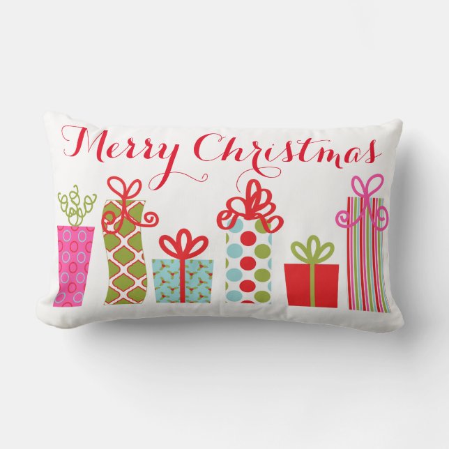 Christmas Holiday Gifts Lumbar Pillow (Front)