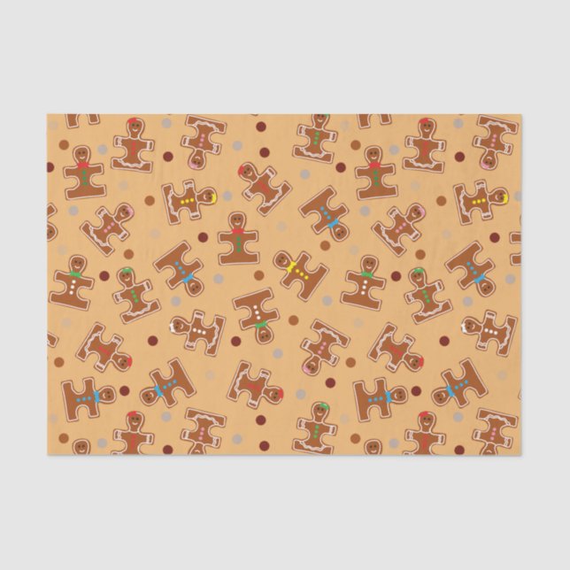 Christmas Holiday Gingerbread Autism Awareness Tissue Paper (Front)