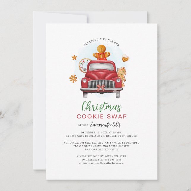 Christmas Holiday Gingerbread Cookie Exchange Invitation (Front)