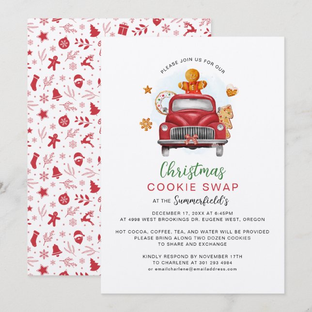 Christmas Holiday Gingerbread Cookie Swap Invitation (Front/Back)