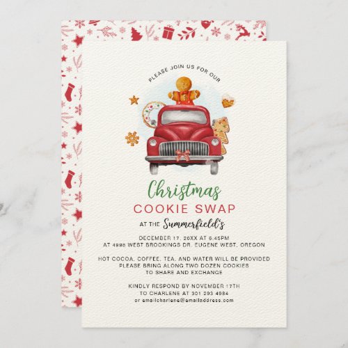 Christmas Holiday Gingerbread Cookie Swap Invitation