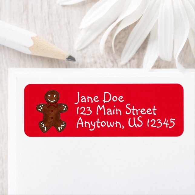 Christmas Holiday Gingerbread Man Cookie Address Label (Insitu)