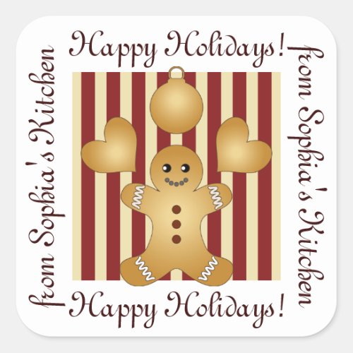 Christmas Holiday Gingerbread Man Packaging Labels