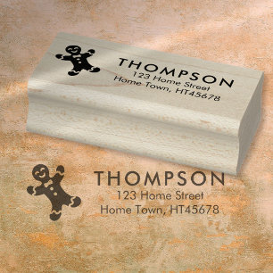 Christmas Holiday Gingerbread Man Return Address Rubber Stamp
