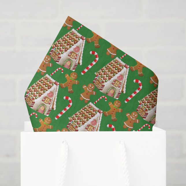 Christmas Holiday gingerbread pattern Tissue Paper (Gift Bag)