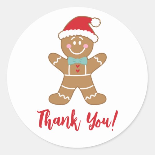 Christmas Holiday Gingerbread Thank You Classic Round Sticker