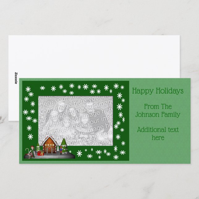 Christmas Holiday Girl Elf Scene Photo Card (Front/Back)