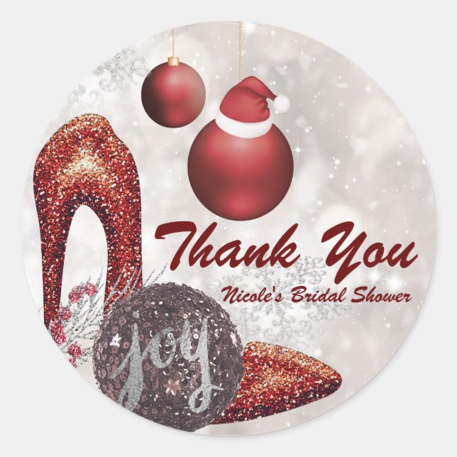 Christmas Holiday Glamour Party Event Favor Classic Round Sticker (Front)