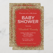 Christmas Holiday Glitter Baby Shower Invitation