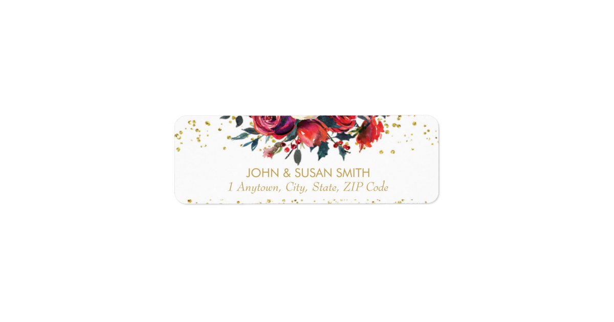 Christmas holiday glitter return address labels | Zazzle