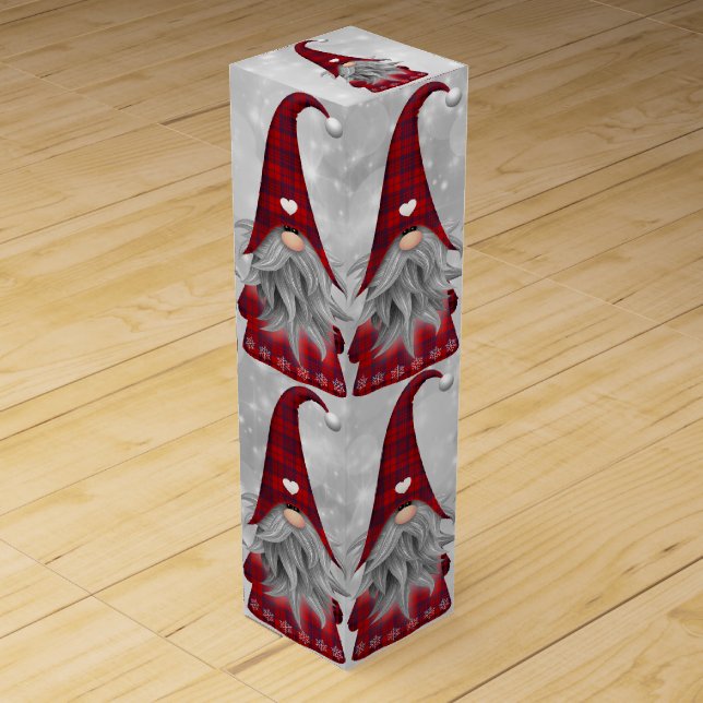 Christmas Holiday Gnome Festive Wine Box (Front)