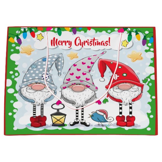 Christmas / Holiday Gnomes Gift Tote Large Gift Bag
