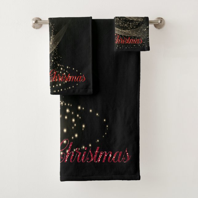 Christmas Holiday- Gold  Christmas Tree Bath Towel Set (Insitu)