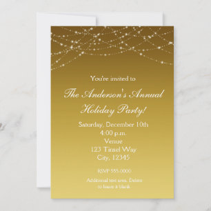 Christmas Holiday Gold Glitter Elegant Invitation
