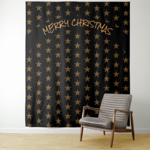 Christmas   Holiday   Gold Stars   Black Backdrop