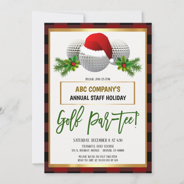 Christmas Holiday Golf Party Invitation (Front)