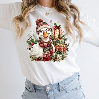 Christmas Holiday Goose Glasses Presents For Her Sweatshirt