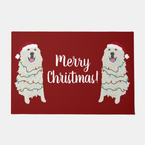 Christmas Holiday Great Pyrenees  Doormat