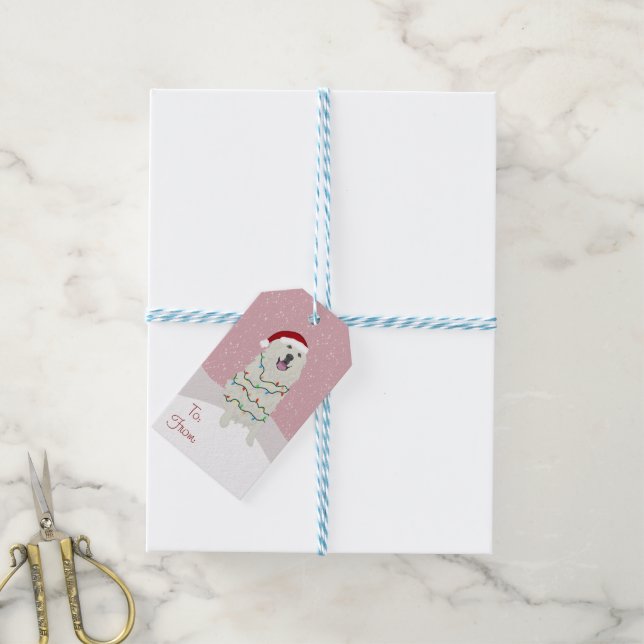 Christmas Holiday Great Pyrenees  Gift Tags (With Twine)