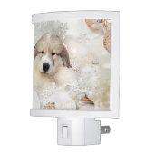 Christmas Holiday Great Pyrenees Pup Watercolor Night Light (Left)