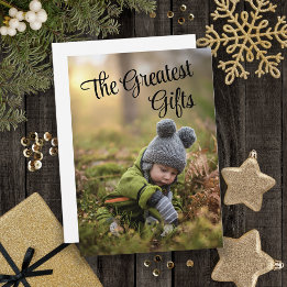 Christmas Holiday Greatest Gift Photo Family Name Card