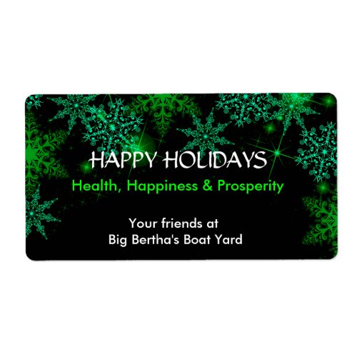 Christmas Holiday Green and White Wine Label