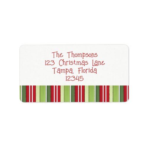 Christmas Holiday Green Red Striped Whimsical Cute Label