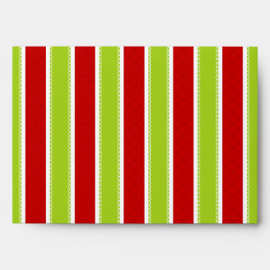 Christmas Holiday Green & Red Stripes Pattern Envelope