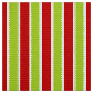 Christmas Holiday Green & Red Stripes Pattern Fabric