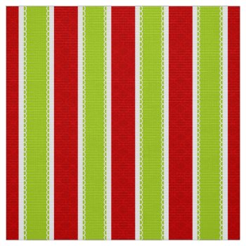 Christmas Holiday Green & Red Stripes Pattern Fabric by VintageDesignsShop at Zazzle