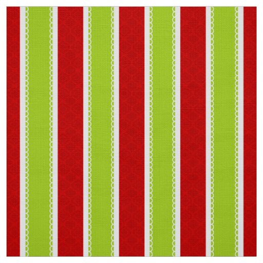 Christmas Holiday Green & Red Stripes Pattern Fabric