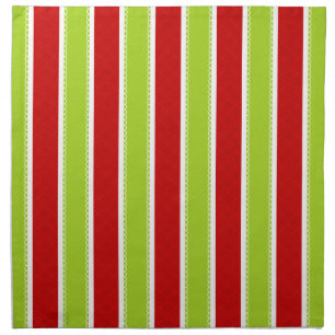 Christmas Holiday Green & Red Stripes Pattern Napkin