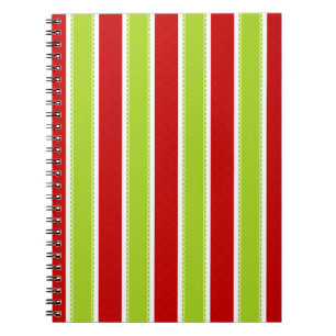 Christmas Holiday Green & Red Stripes Pattern Notebook