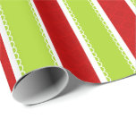 Christmas Holiday Green &amp; Red Stripes Pattern Wrapping Paper