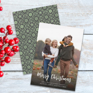 Christmas Holiday Green Snowflake Elegant Pattern