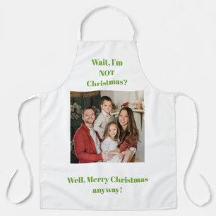 Christmas holiday green text photo  apron
