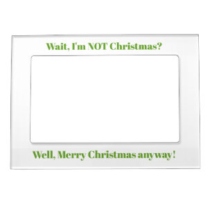Christmas holiday green text photo magnetic frame