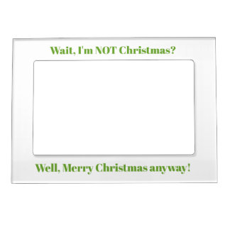 Christmas holiday green text photo magnetic frame